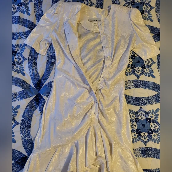 Vintage (80s/90s?) Jonathan Martin White Jacquard Dress - Picture 2 of 5